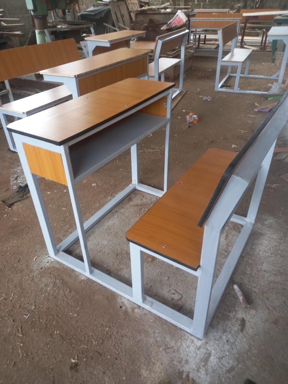 Double School Desk and Bench