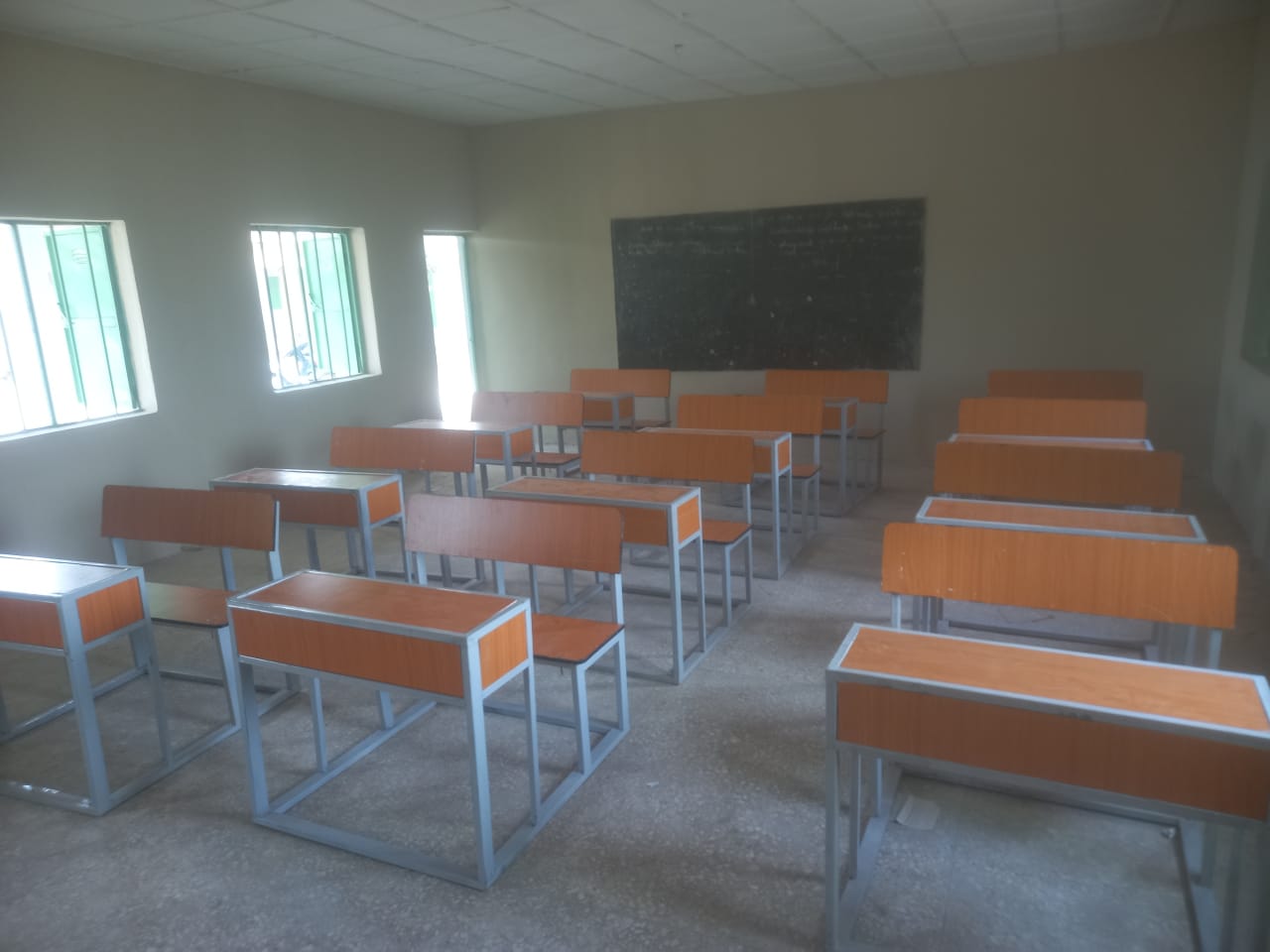 Installed classroom desks